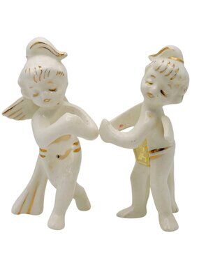 MCM Holt Howard Angel Candle Climber Huggers Set Of 2 Ceramic Figurines Vtg
